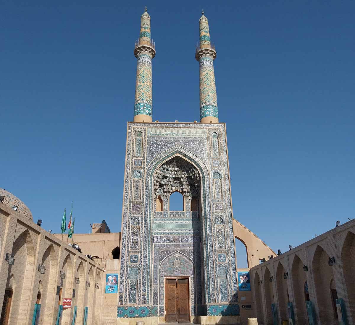 jameh mosque facade yazd iran