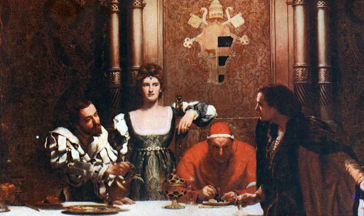 john collier a glass of wine with caesar borgia