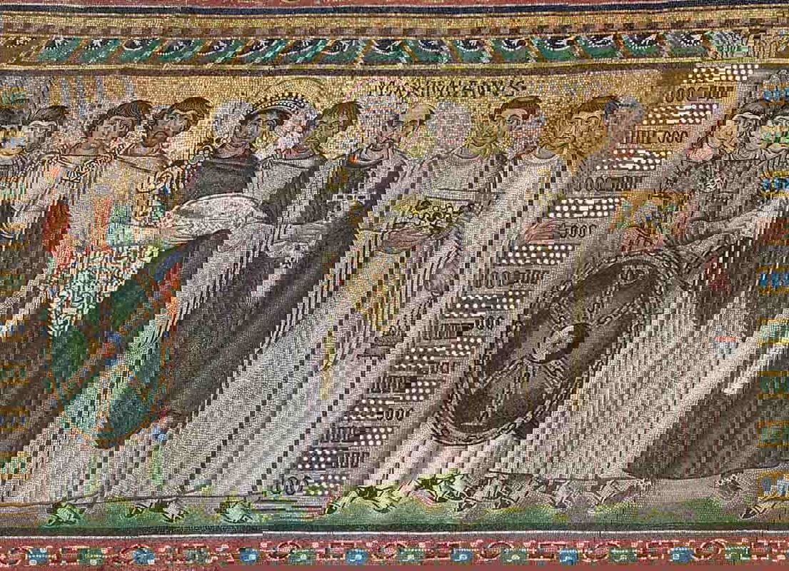 justinian court mosaic