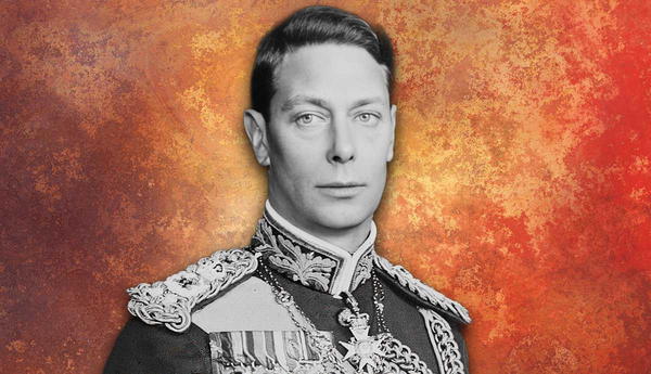 King George VI in uniform on warm background