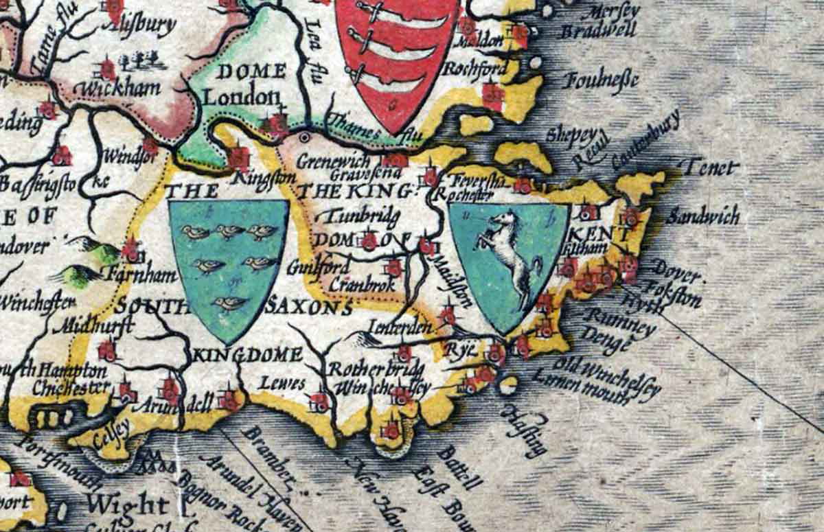 kingdom kent medieval map john speed