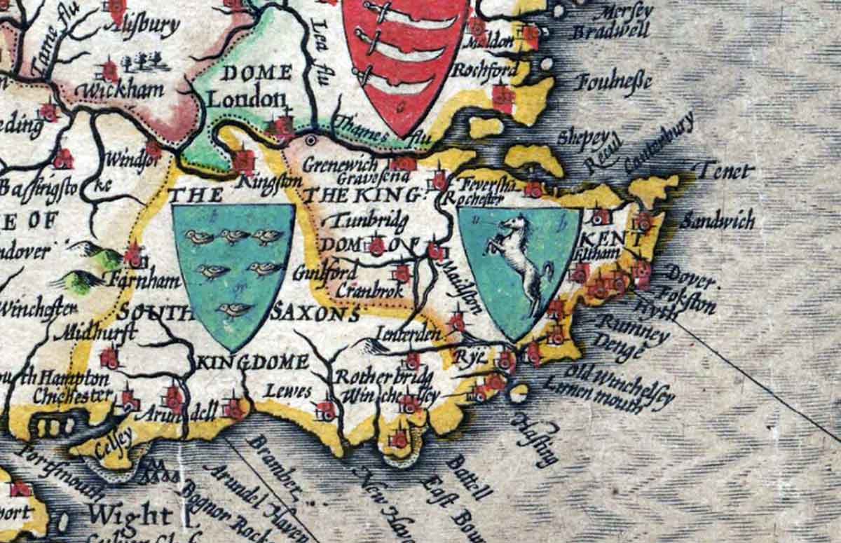 kingdom kent medieval map john speed