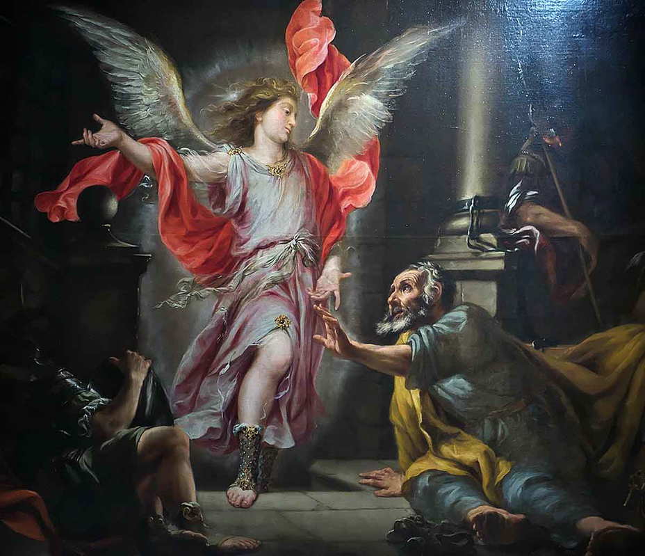 leal saint peter liberated by the angel painting