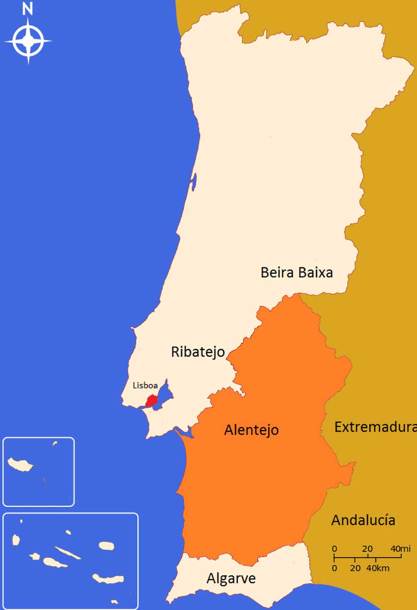 map alentejo portugal