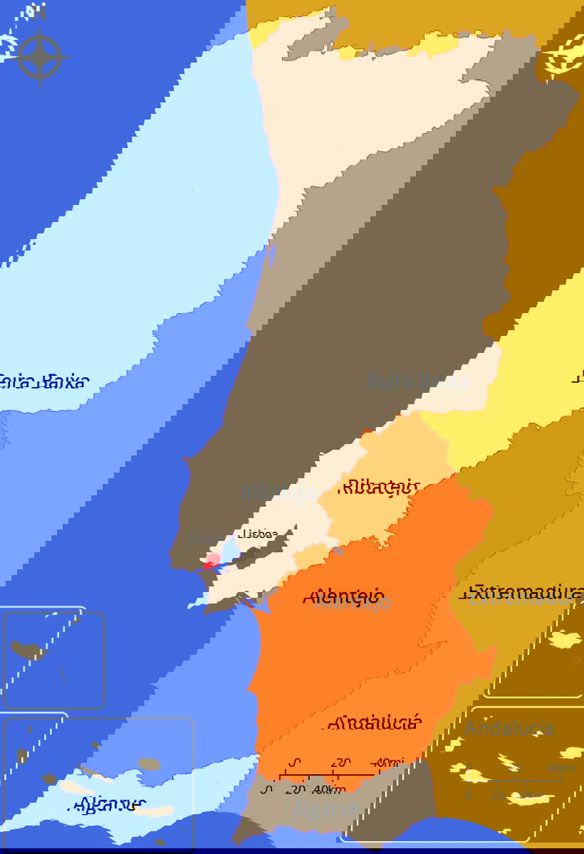 map alentejo portugal