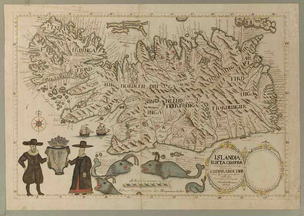Map of Iceland, by Þórður Þorláksson, “Islandiaiuxta obsfrvationes [sic] longitudinum et latitudinum,” 1668. Source: University of Chicago