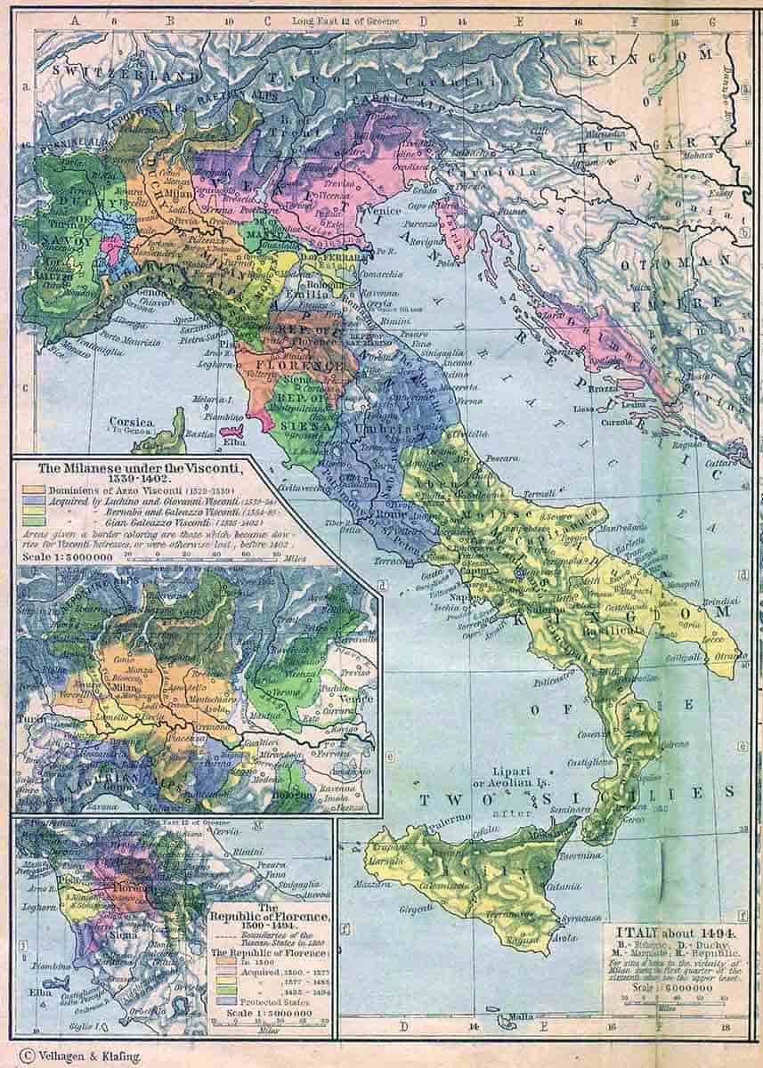 map of italy 1494