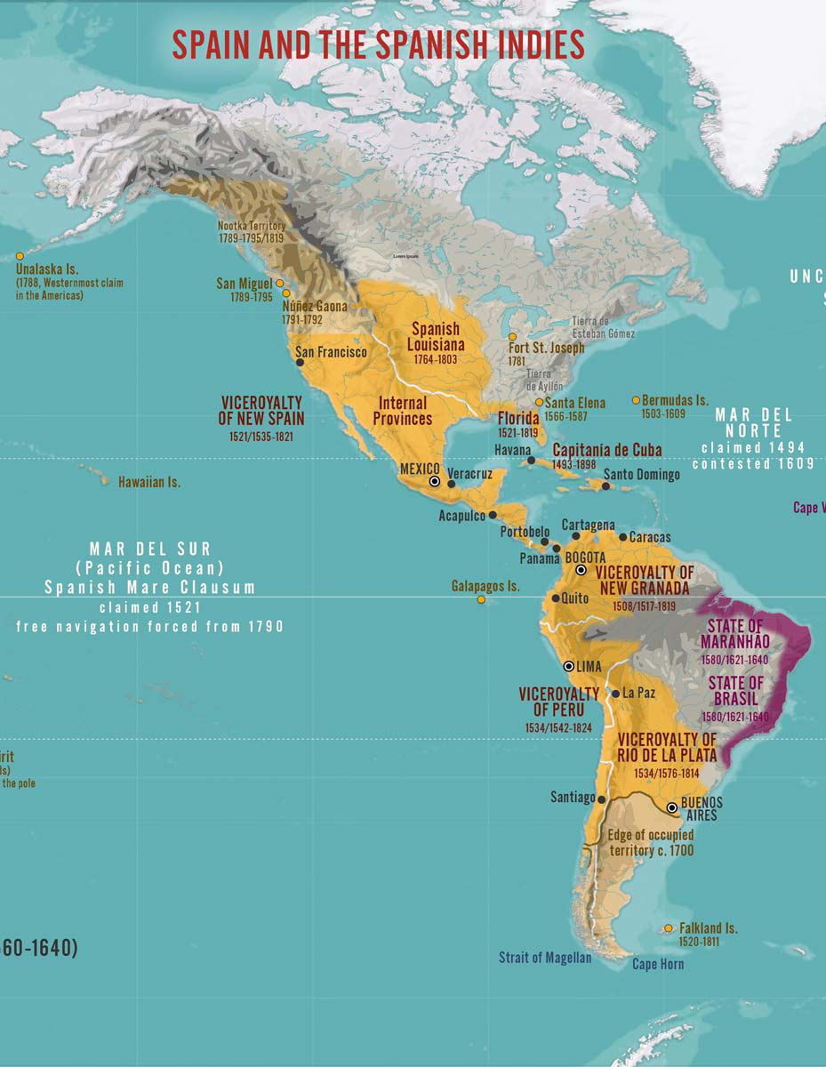 map spanish colonies 19th century