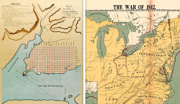 War of 1812 map; Potomac River map 1798