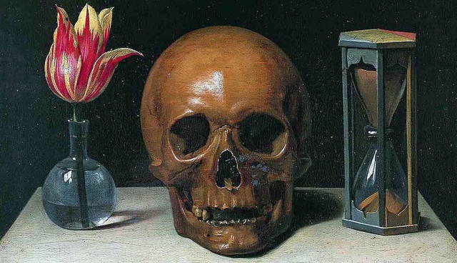 skull hourglass vanitas