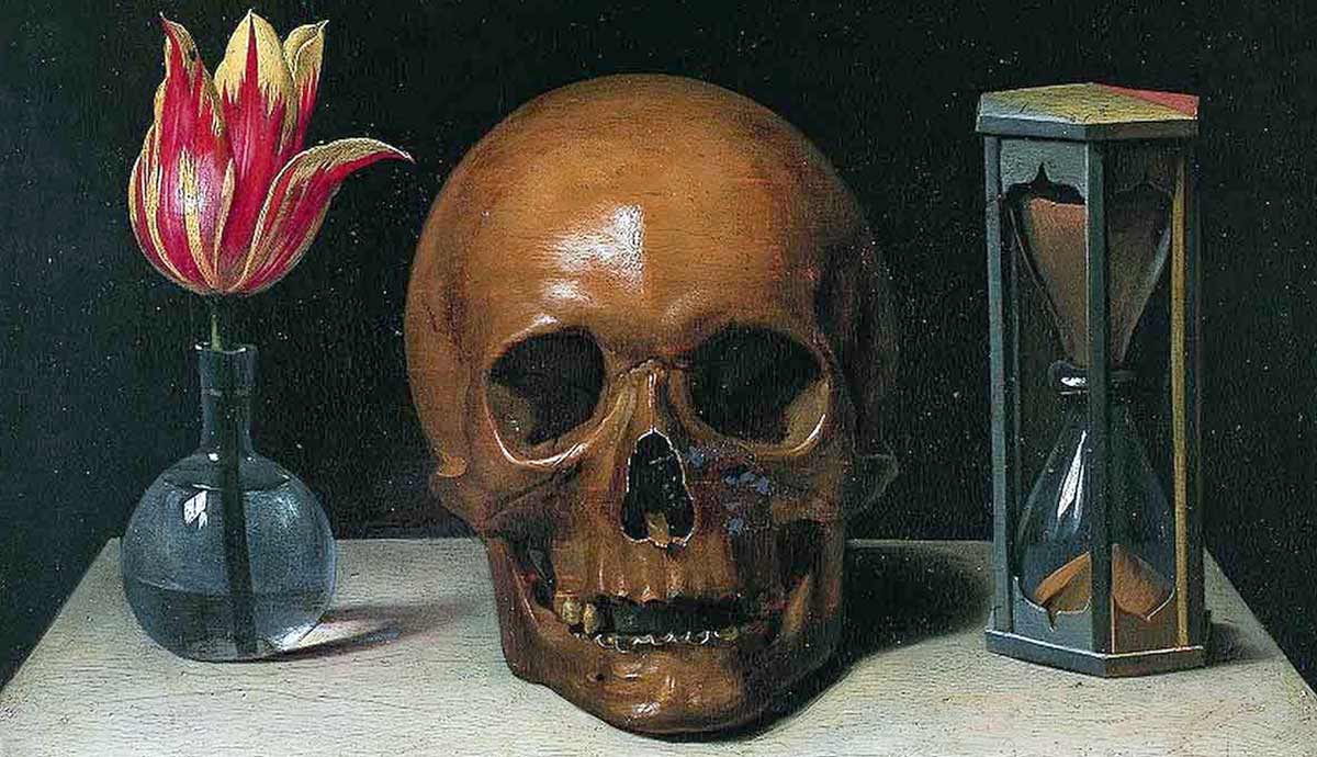skull hourglass vanitas