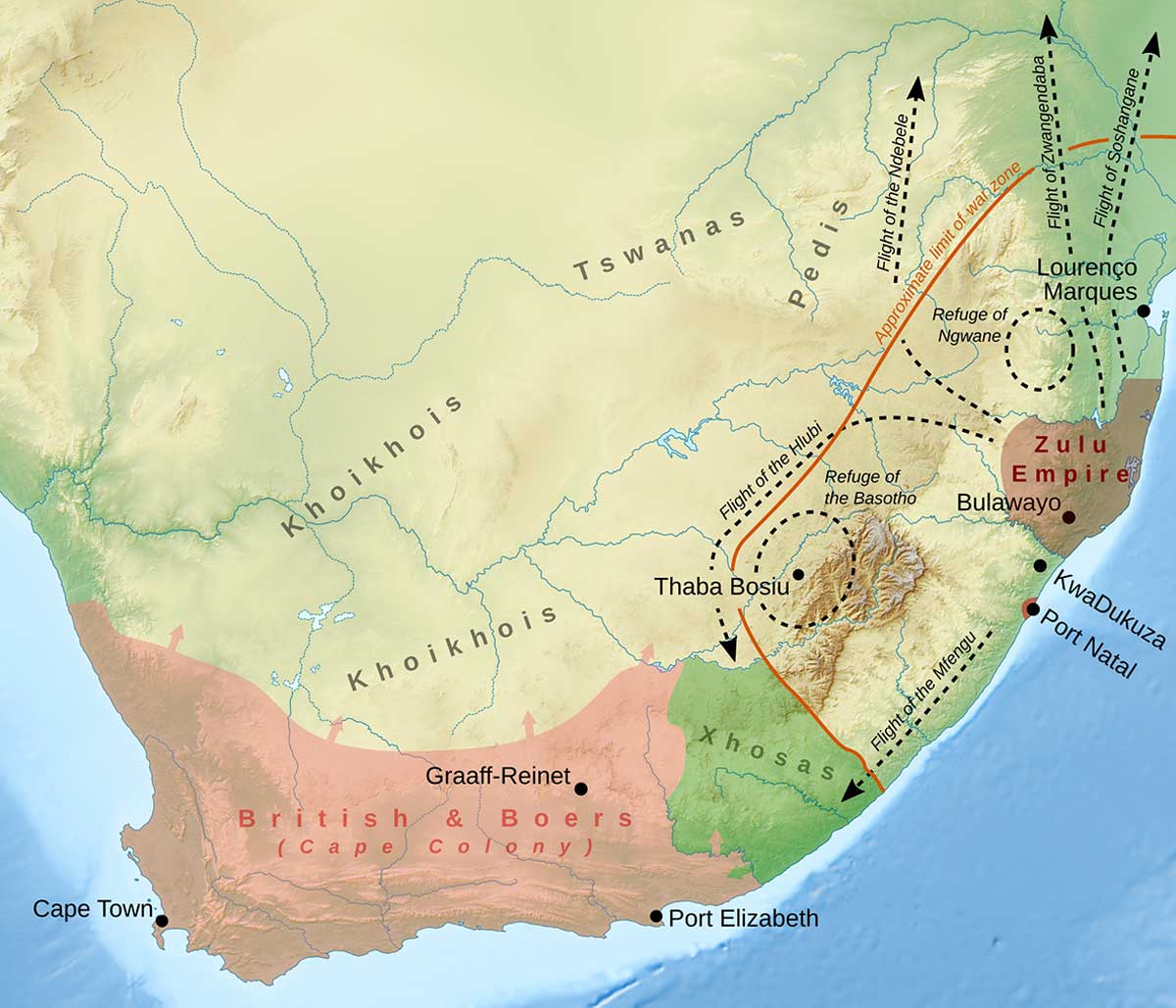 mfecane map zulu