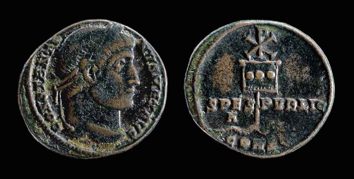 nummus constantine christ monogram labarum