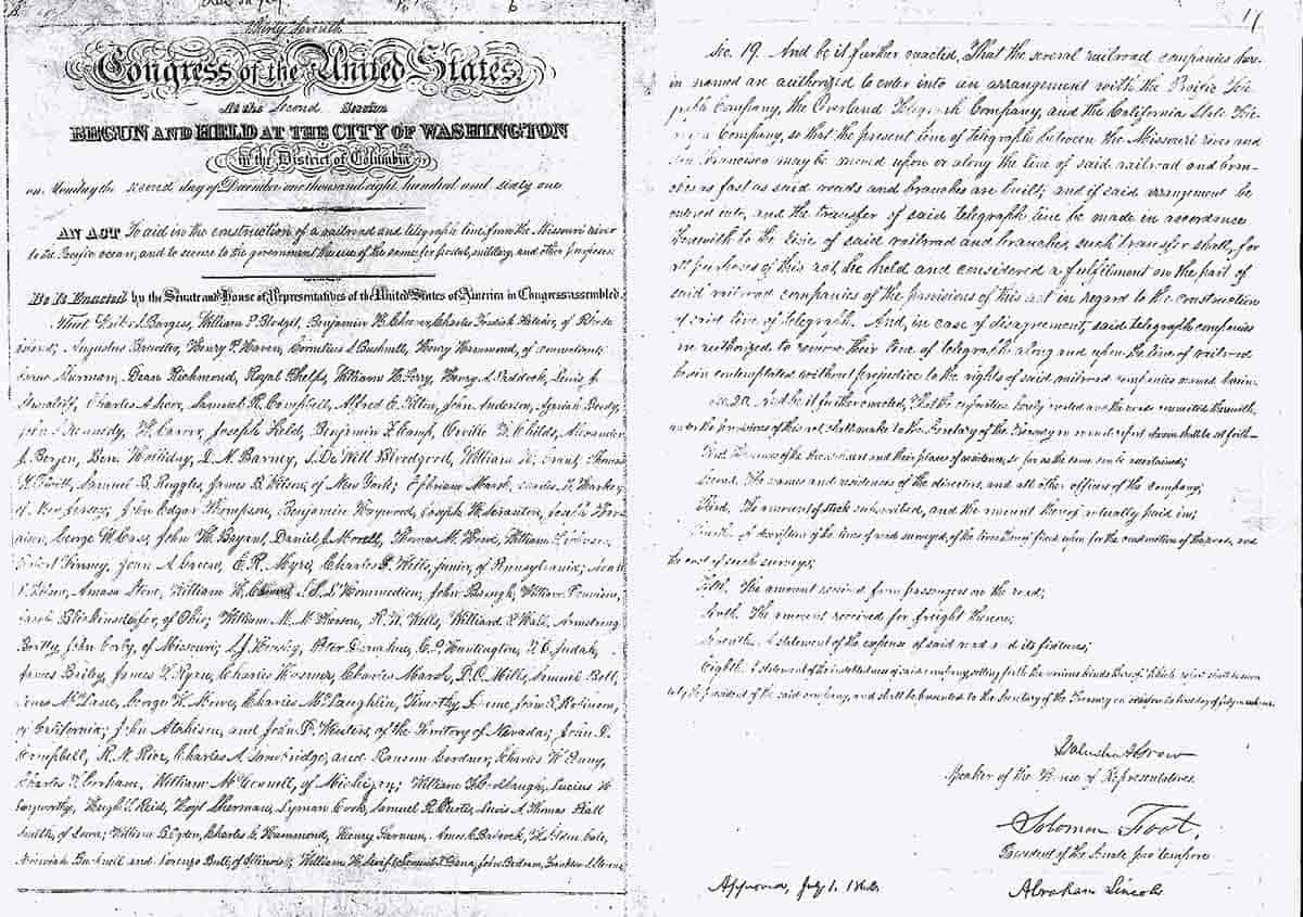 pacific railroad act manuscript