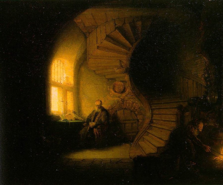The Philosopher in Contemplation by Rembrandt painting