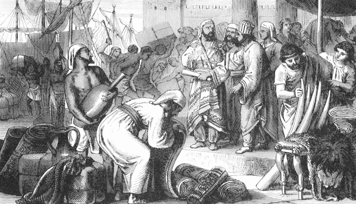 phoenician traders in a city