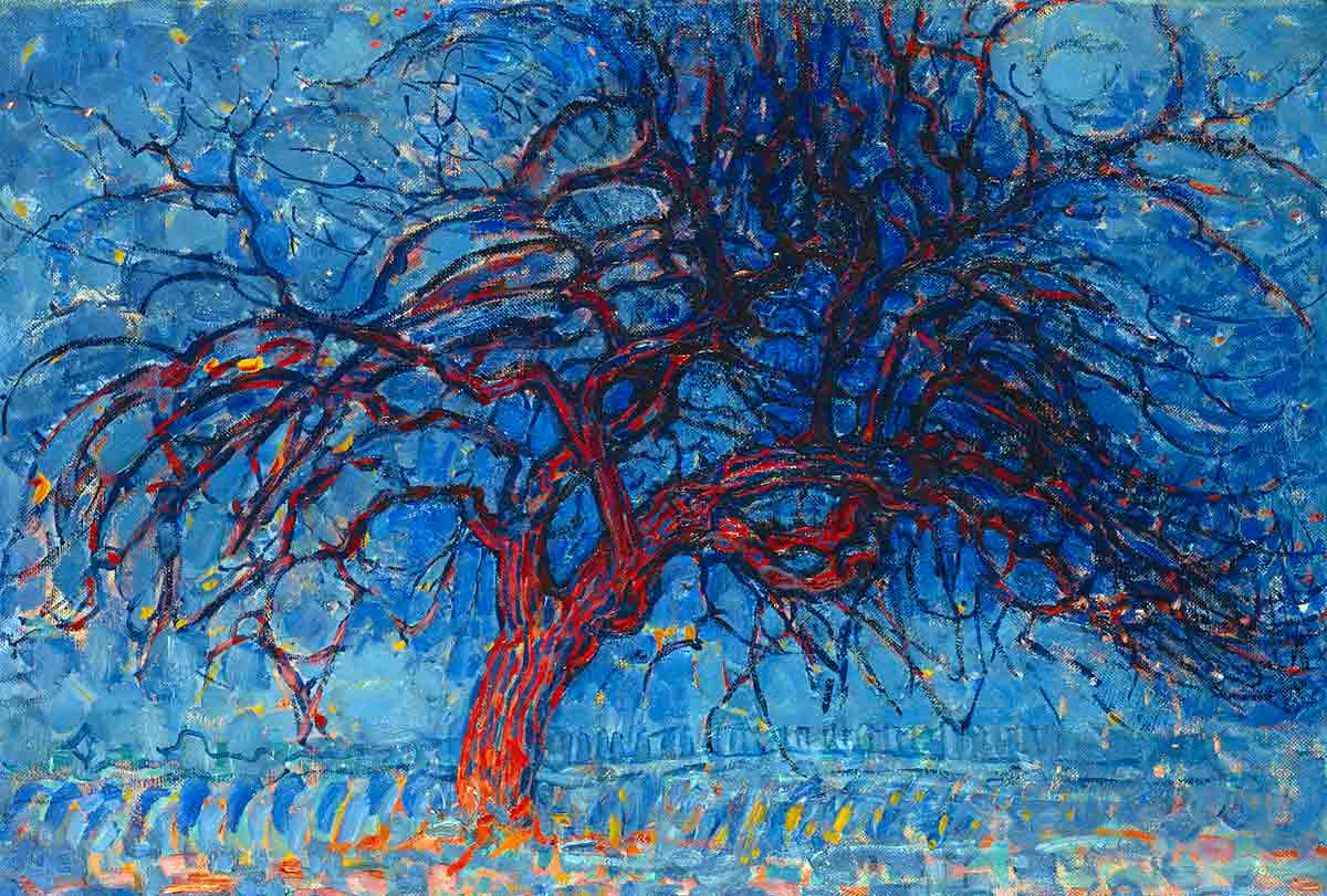 piet mondrian avond evening red tree painting