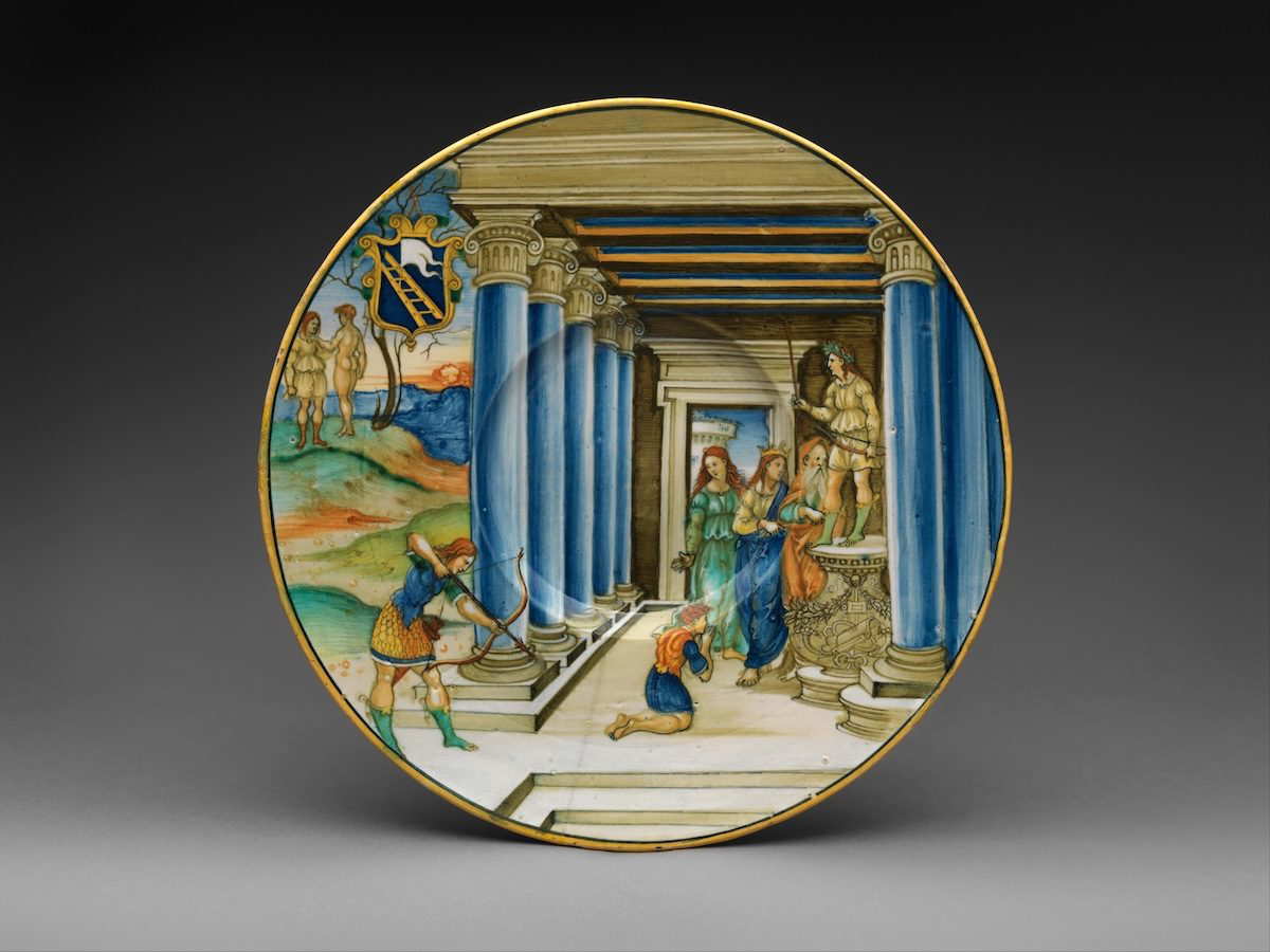 Renaissance plate depicting Paris killing Achilles