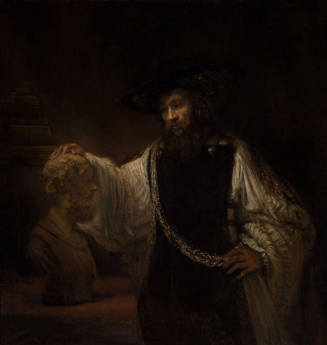rembrandt aristotle bust homer painting