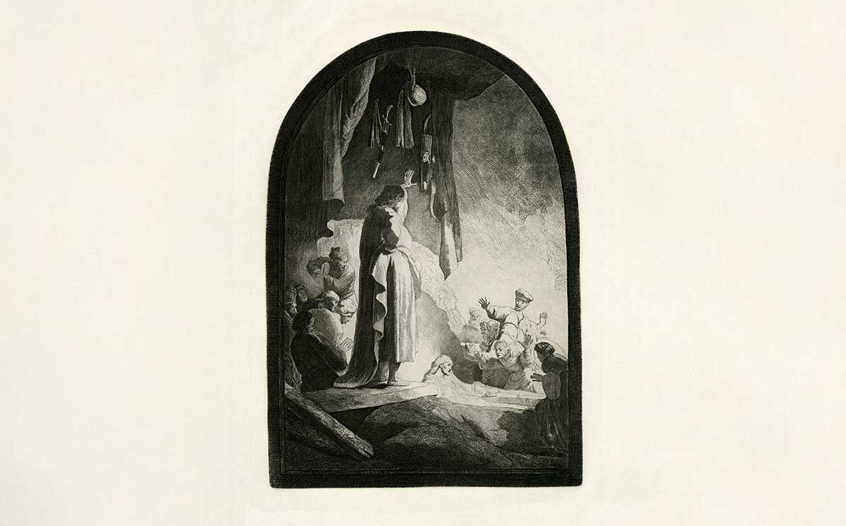 rembrandt lighting lazarus etching