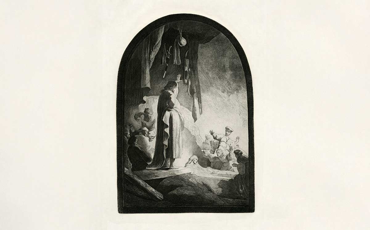 rembrandt lighting lazarus etching