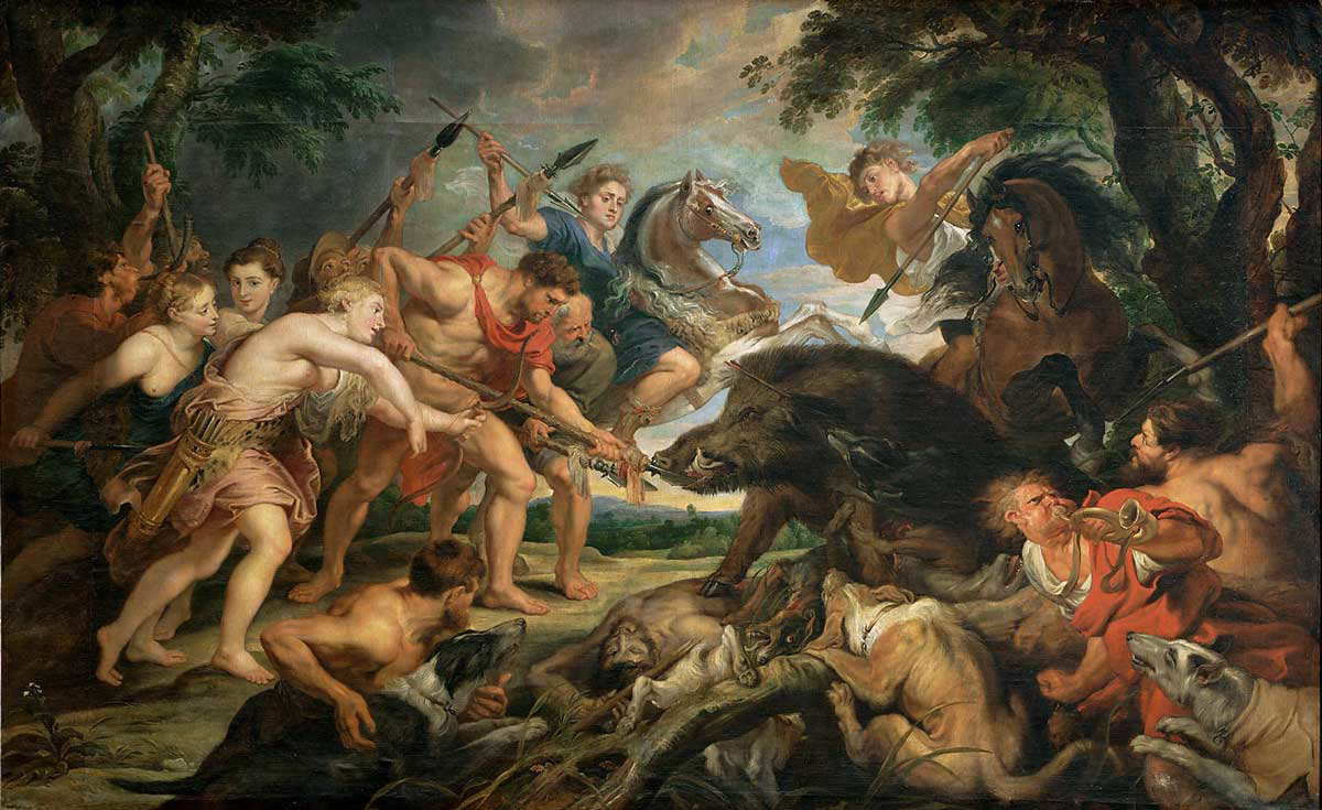 rubens boar hunt painting