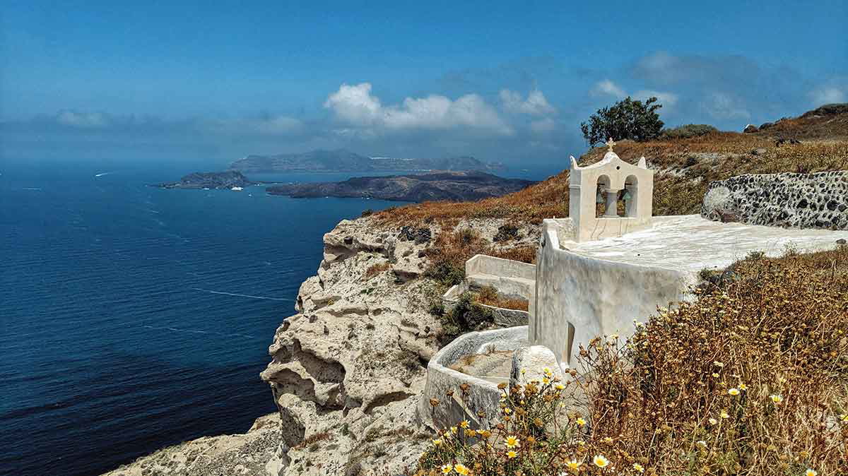 ruins of church in santorini