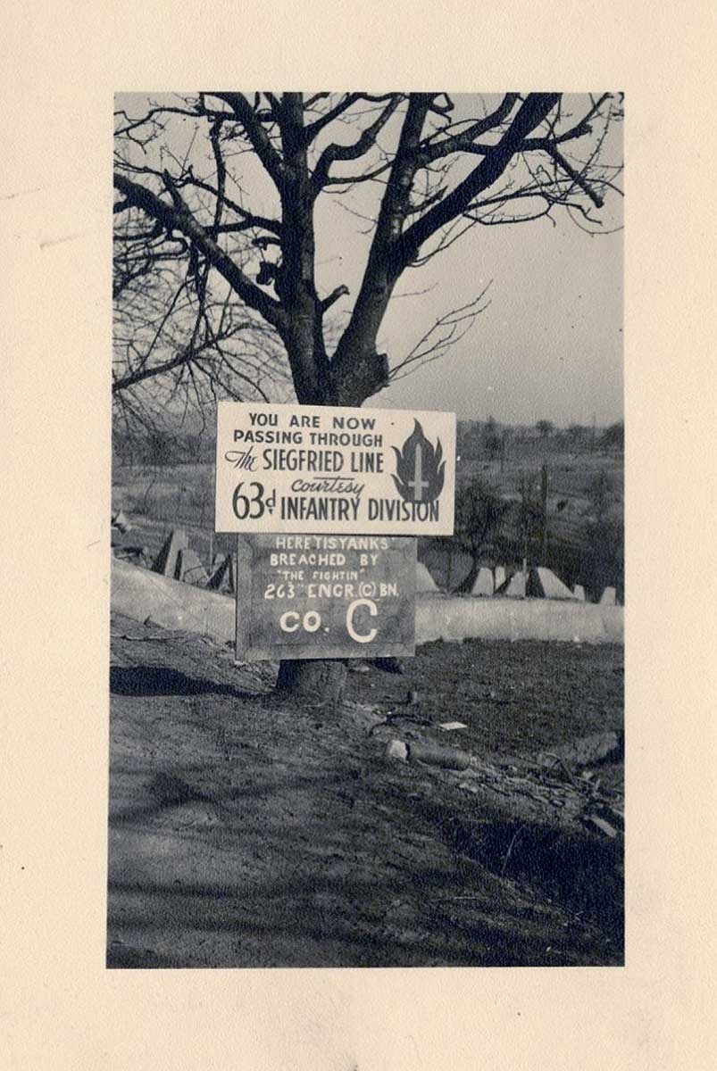 sign annotating siegfried line