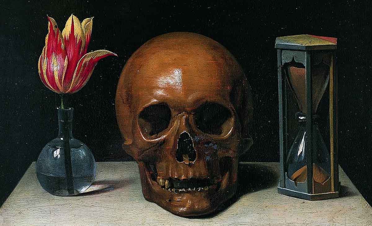 skull hourglass vanitas