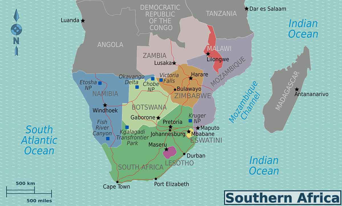 southern africa map