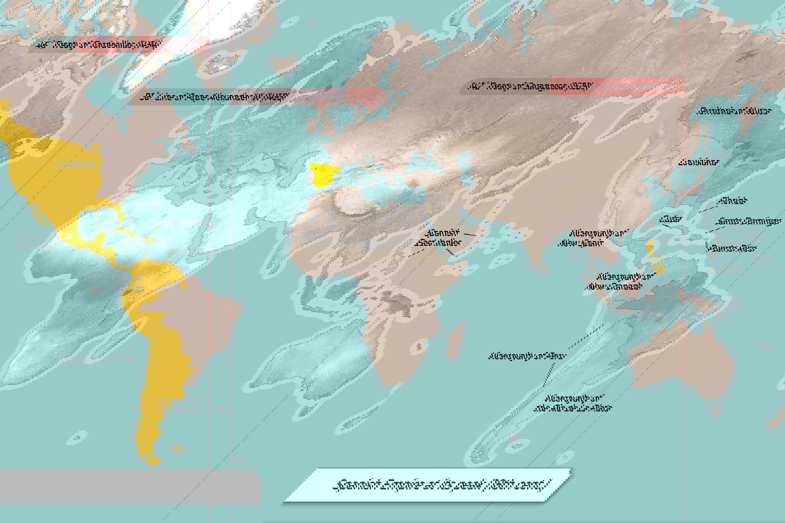 Map of the Spanish Empire at its peak. Source: TheCollector