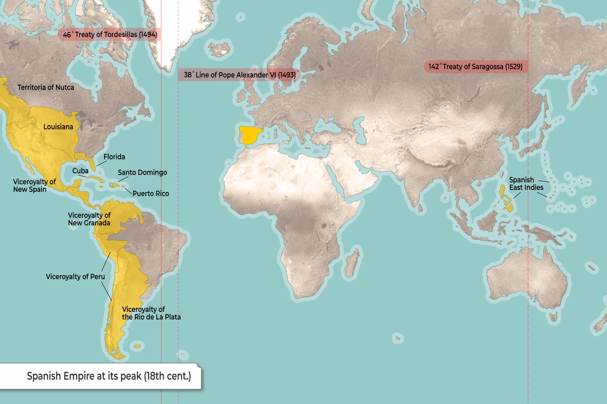Map of the Spanish Empire at its peak. Source: TheCollector