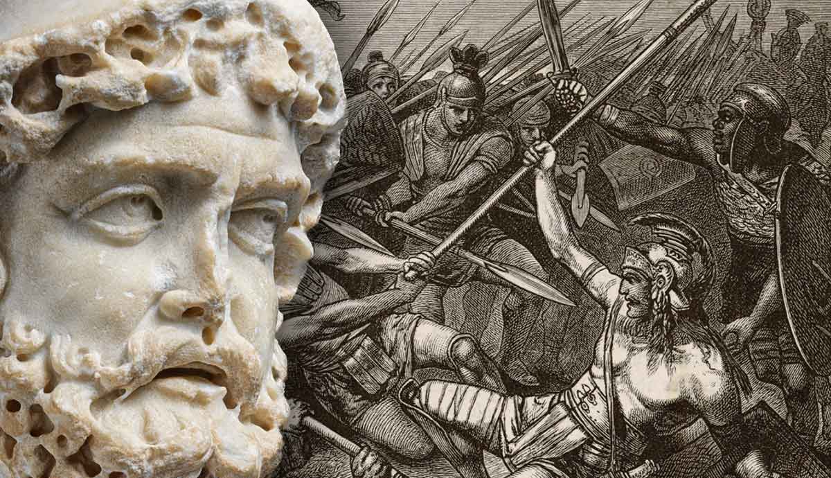 Spartacus’ death painting; Roman marble relief of Mars