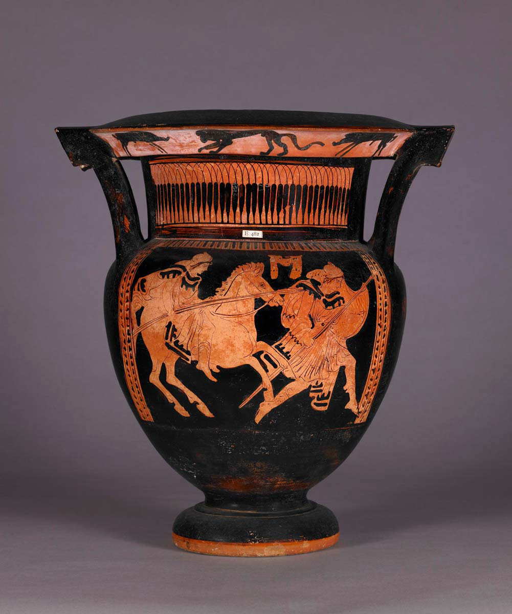 thracians charging red krater