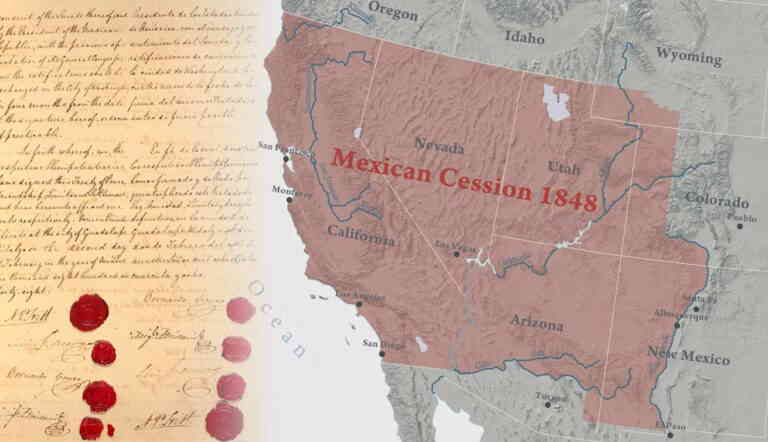 Treaty of Guadalupe Hidalgo page; Mexican Cession illustration
