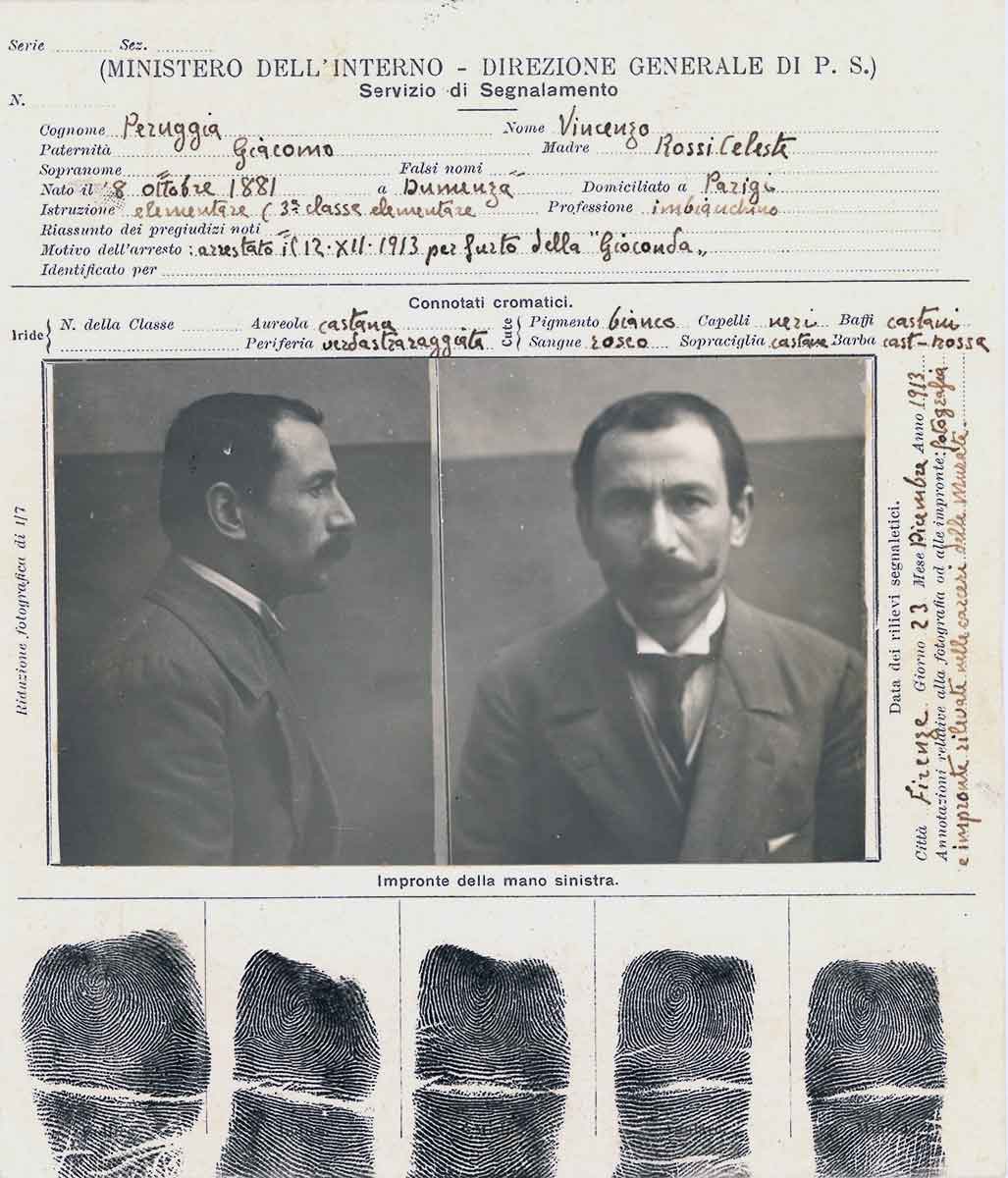 vincenzo peruggia mug shot fingerprints