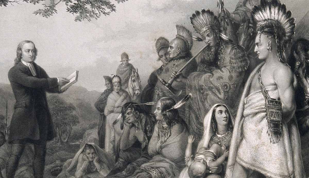 wesley preaching to native americans artwork