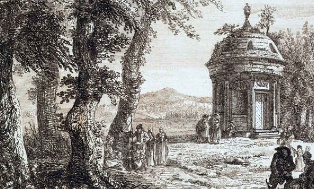 Black mausoleum painting