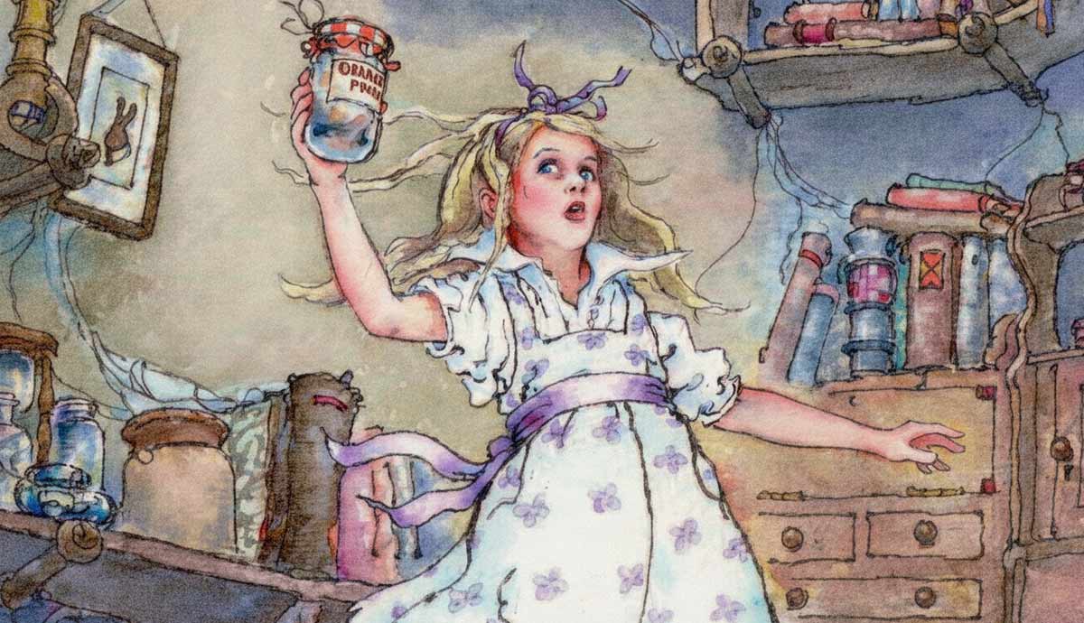 alice in rabbit hole drawing