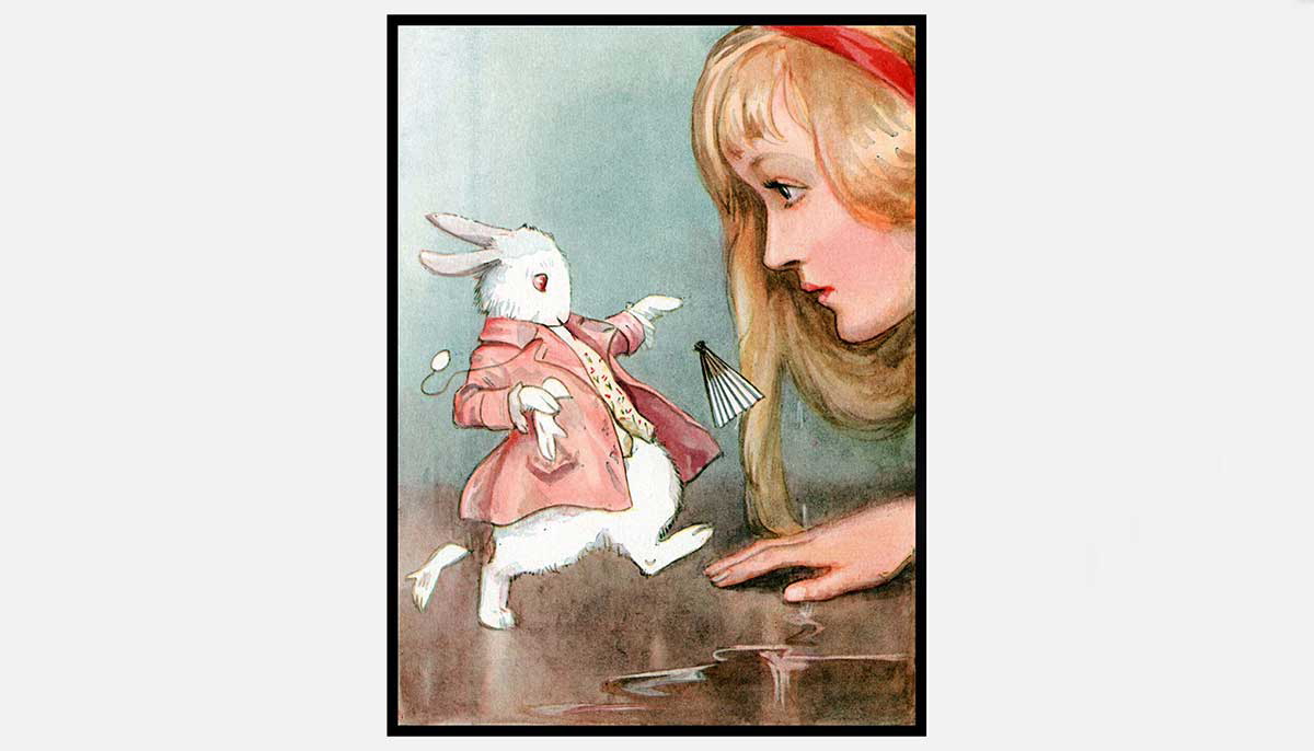 alice with white rabbit