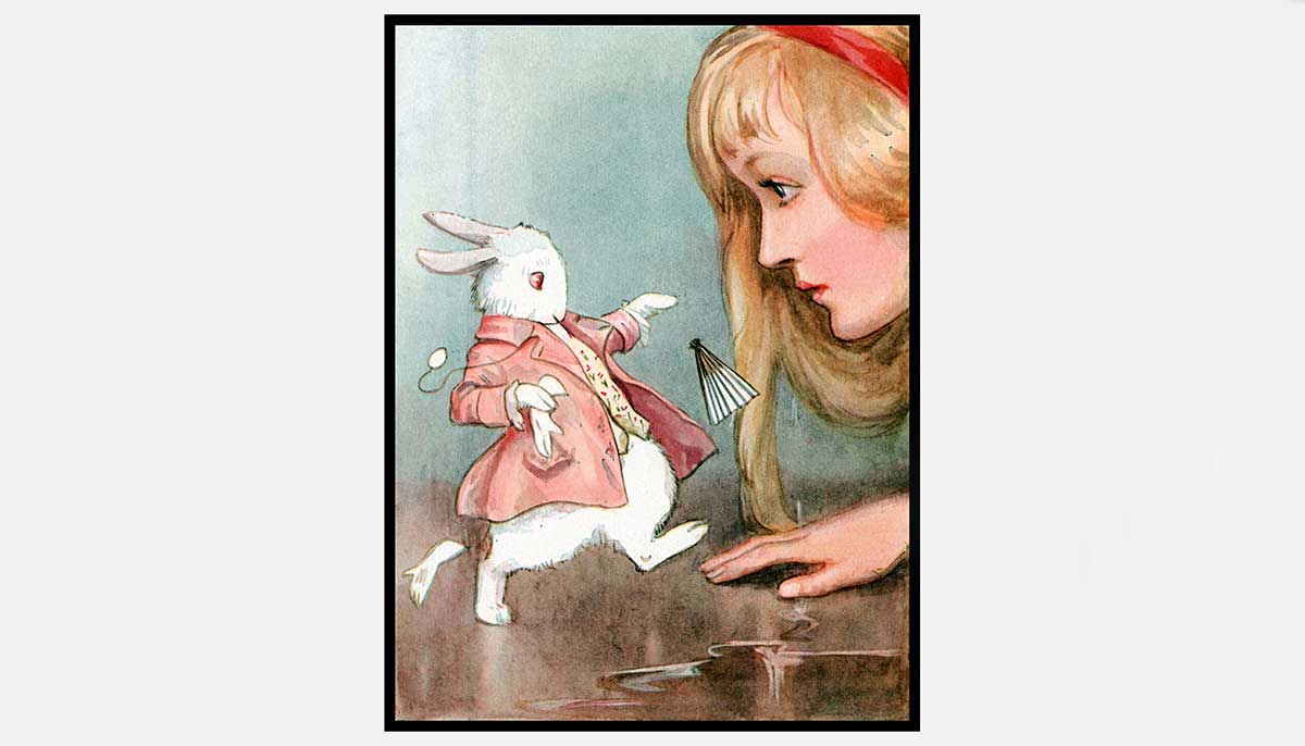 alice with white rabbit