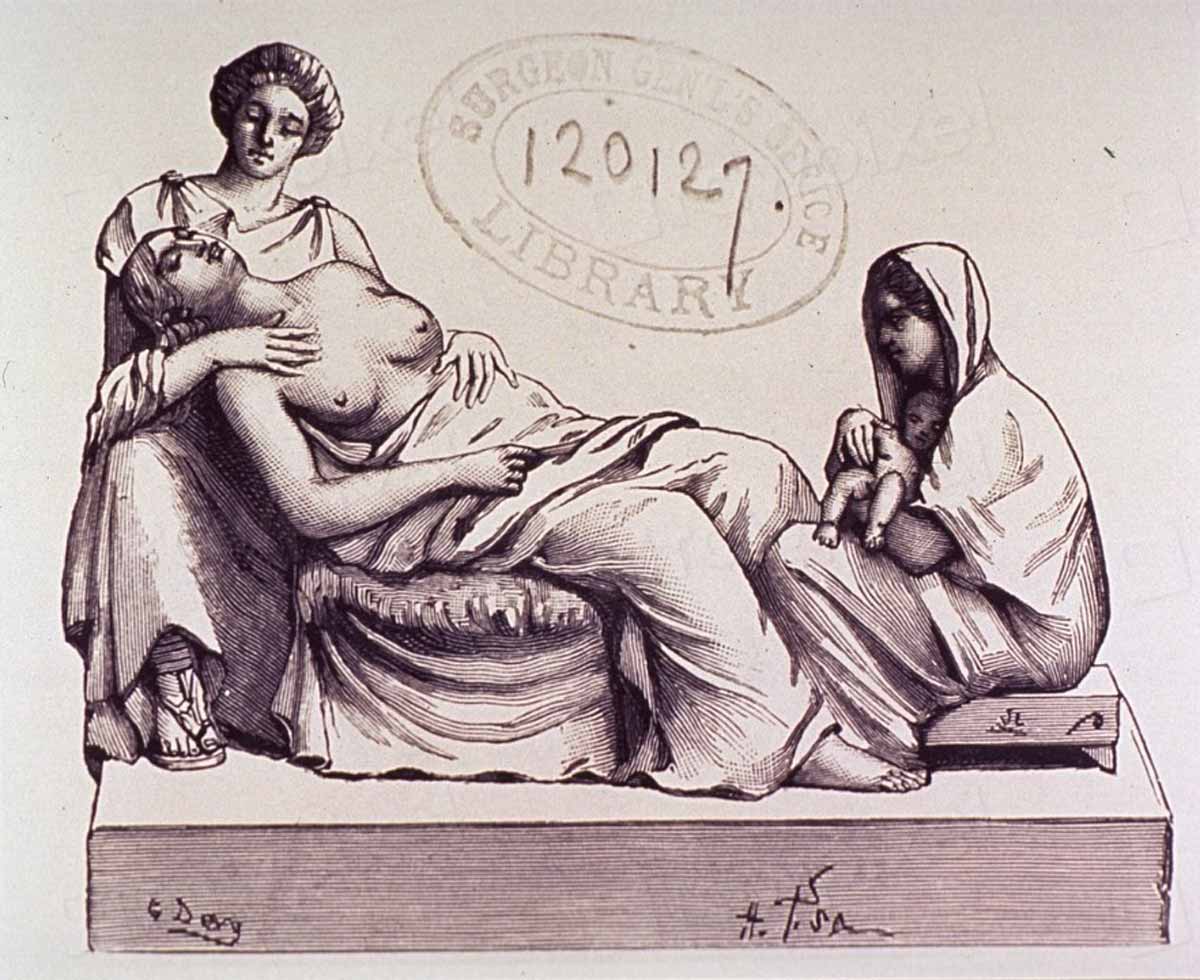 ancient greek childbirth 19th century drawing