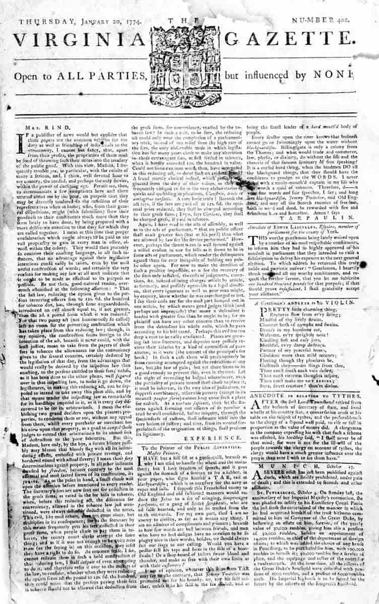 cover virginia gazette