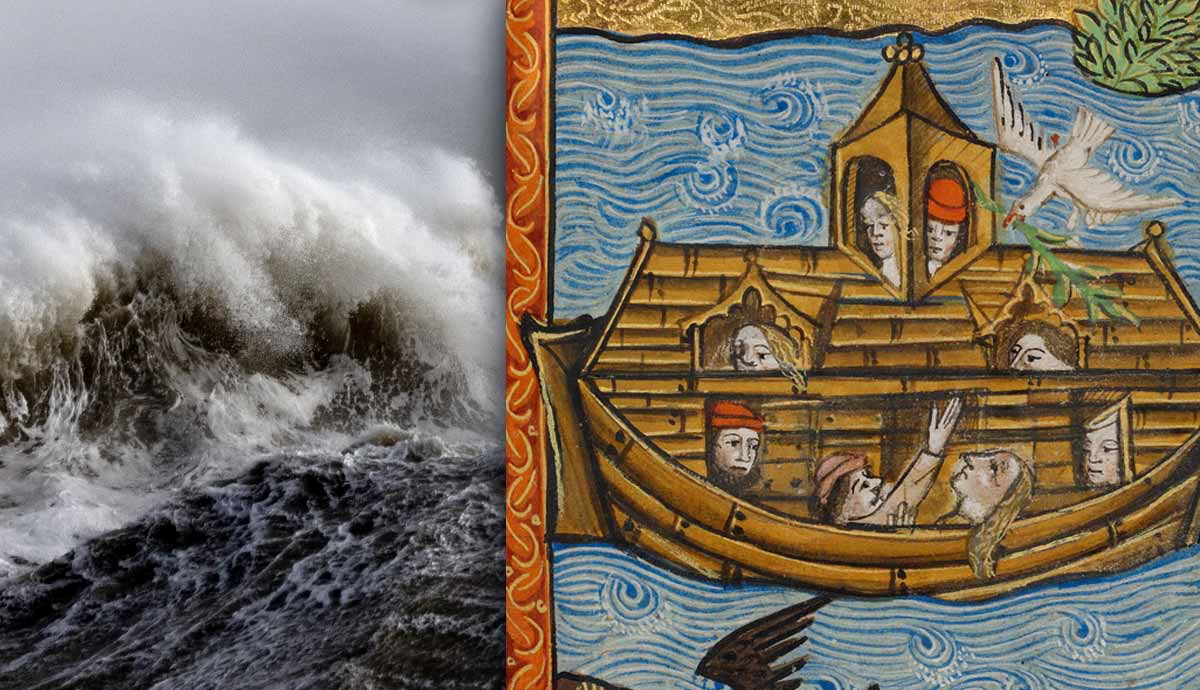 Noah's Ark amidst stormy seas