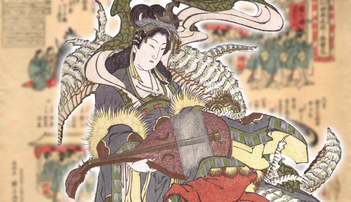 Japanese art with instrument