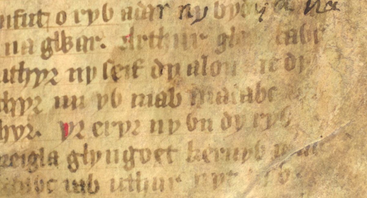 jesus college ms 20 ymddiddan arthur ar eryr eagle dialogue folio 1r mab madoc