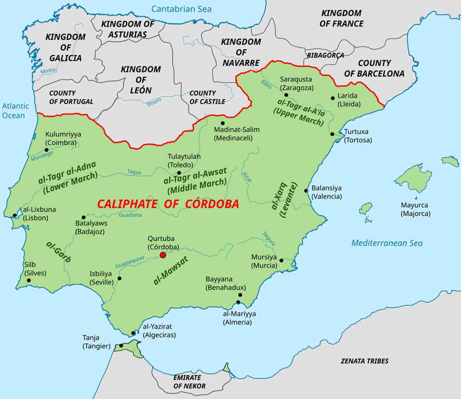 moorish map caliphate spain