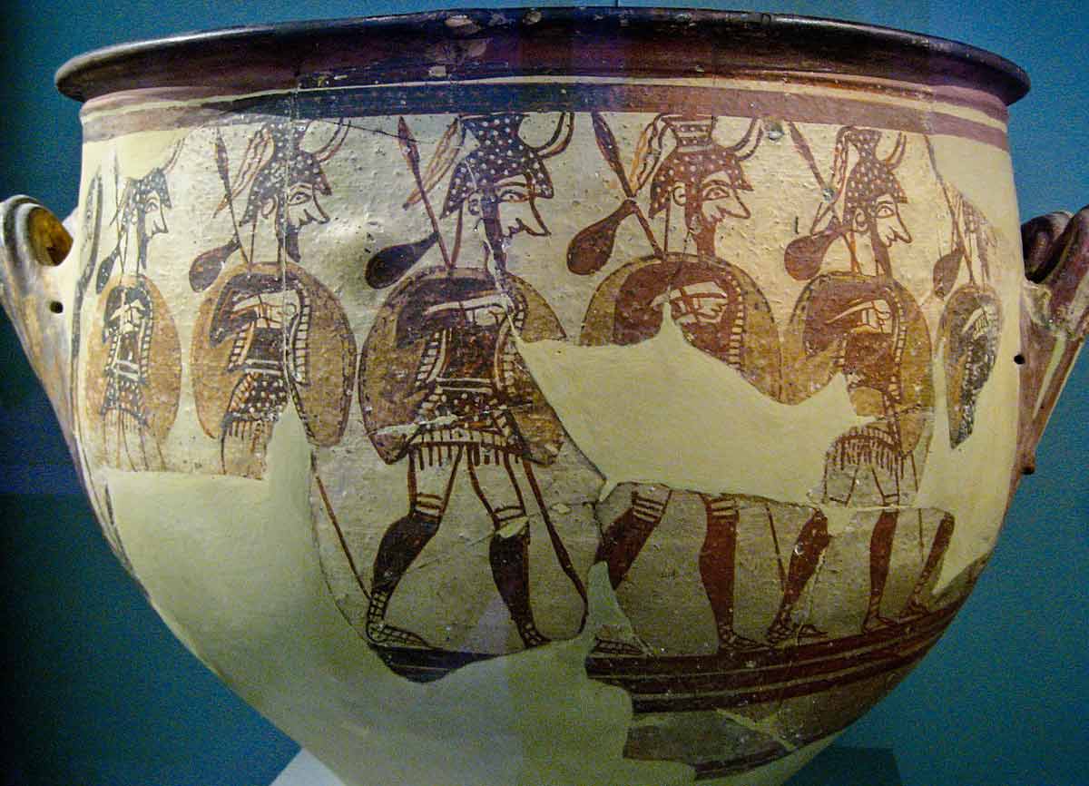 mycenaean warfare depiction krater 12th century bce soldiers cc by 2