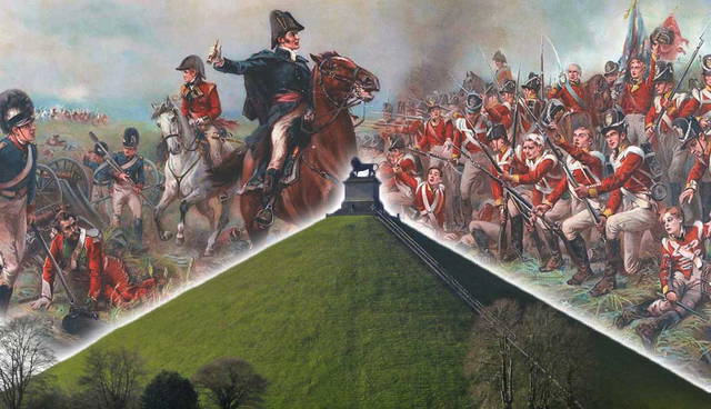 Battle of Waterloo: historical painting with mound