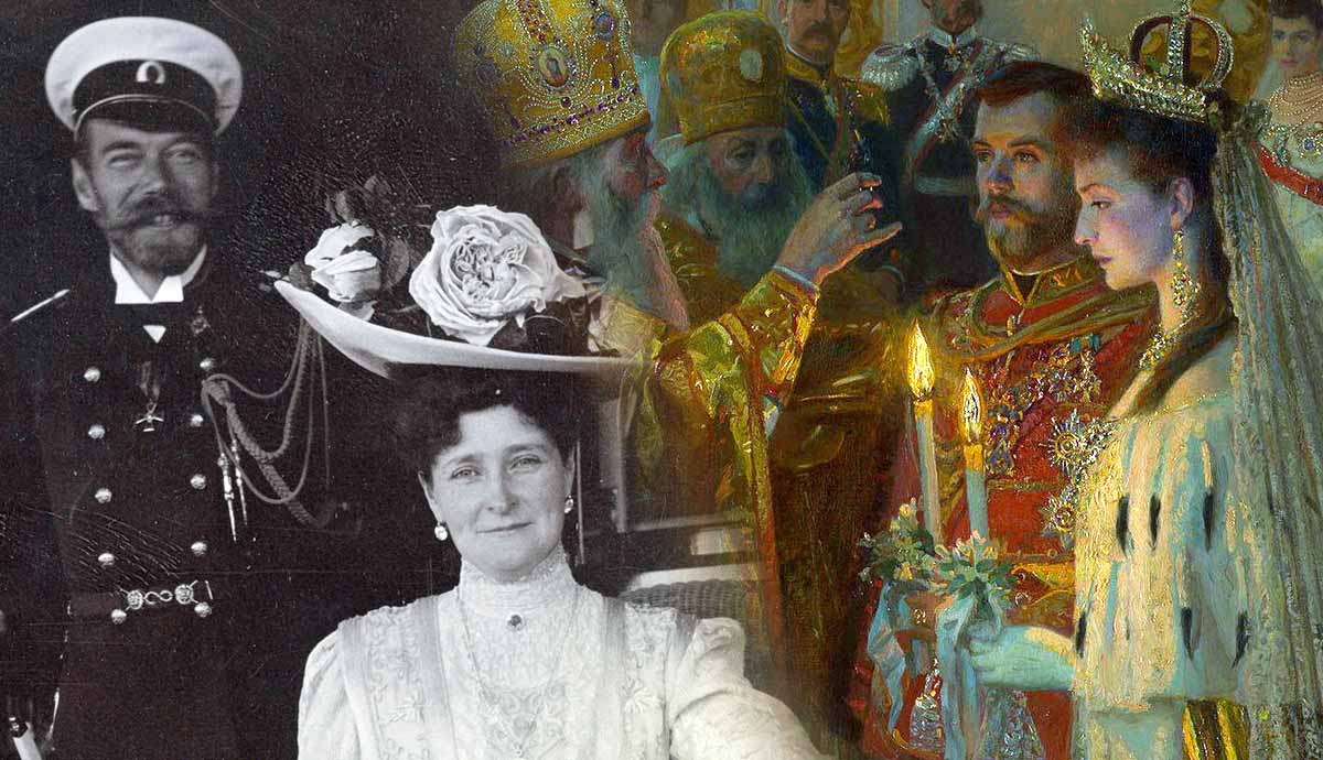 Wedding of Nicholas II and Alexandra and Couple aboard yacht
